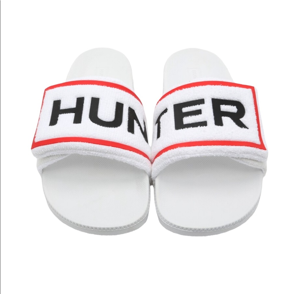 Hunter Terry Cloth Slides Sandals Slip On Logo Beach Rain Boots Brand - Picture 6 of 11